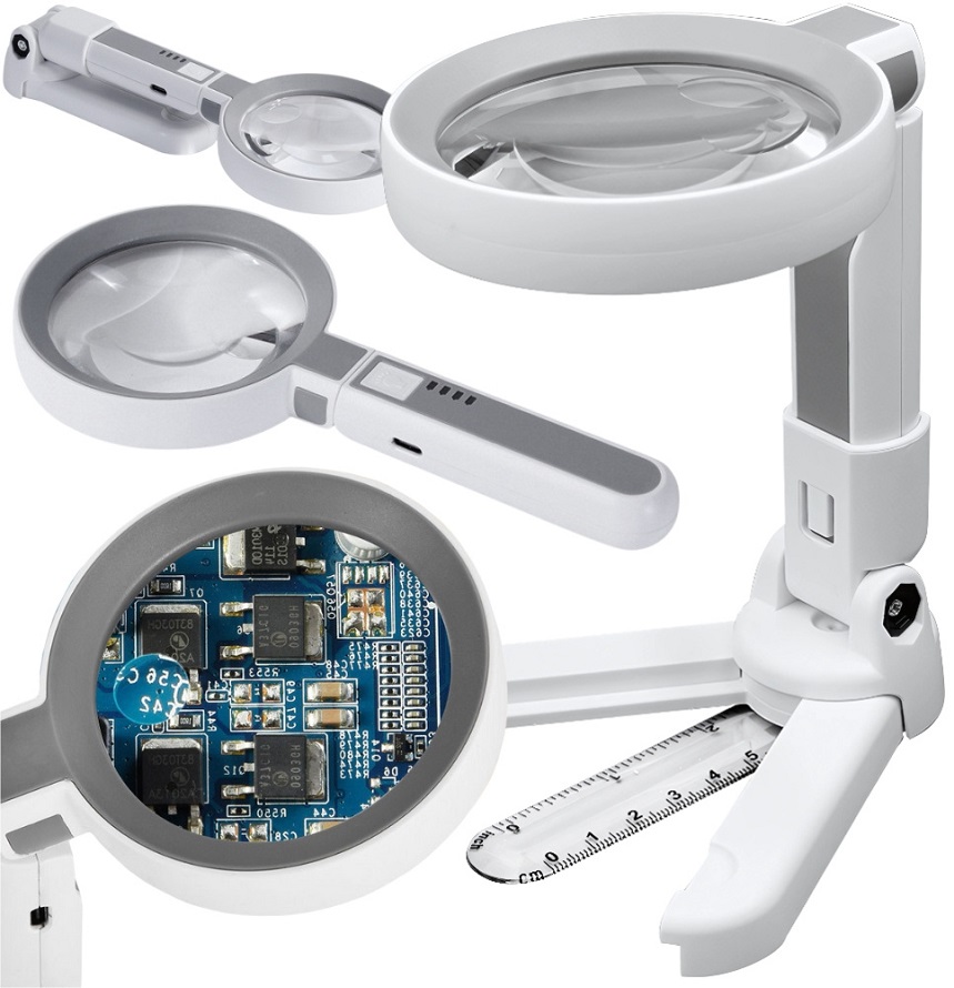 Lupa Multifunções c/ Iluminação LED (Branco)