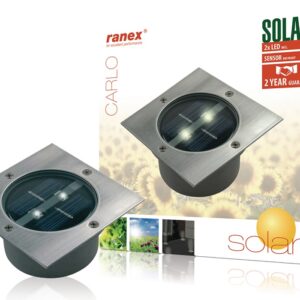Projetor Encastar de Chão LED Solar Exterior c/ Sensor Crepuscular IP67 (Ø105x46mm) - RANEX 5000.19