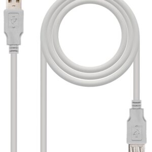 Cabo USB A Macho - USB A F?mea Bege (1 metro) - Nanocable