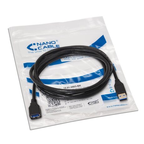 Cabo USB3.0 A Macho - USB3.0 A Fêmea Preto (3 mts) - Nanocable