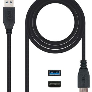 Cabo USB3.0 A Macho - Micro-USB B (9 Pinos) Macho Preto (1 metro) - Nanocable