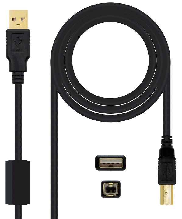 Cabo USB A Macho - USB B Macho c/ Filtros (3 mts) - Nanocable