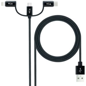 Cabo USB A Macho - 3-EM-1 USB C, Micro USB e Lightning (1 metro) - NANOCABLE