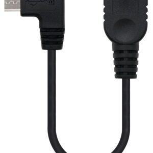 Cabo Adaptador OTG Micro-USB B Macho 90º – USB A Fêmea (15cm) – Nanocable