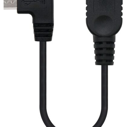Cabo Adaptador OTG Micro-USB B Macho 90º - USB A Fêmea (15cm) - Nanocable