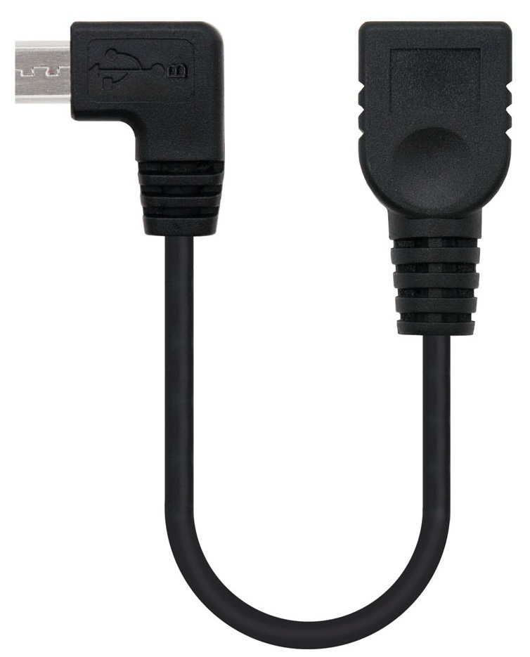 Cabo Adaptador OTG Micro-USB B Macho 90º - USB A Fêmea (15cm) - Nanocable