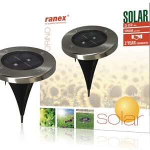 Projetor de Ch?o LED Solar Exterior de Estaca c/ Sensor Crepuscular IP44 - RANEX 5000.389