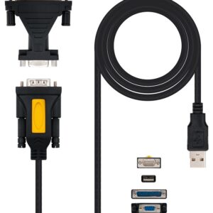 Cabo Adaptador USB A Macho - RS232 DB9 / DB25 Macho (1,8 mts) - Nanocable