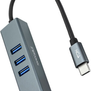 Conversor USB-C Macho - 3x USB 3.0 F?mea / 1x RJ45 F?mea (Cinzento) - Nanocable
