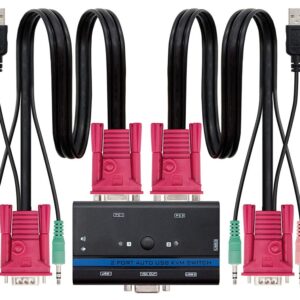Switch KVM p/ Controlar 2 PCs (Preto) - Nanocable