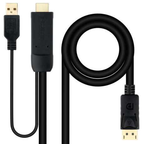 Cabo Conversor HDMI Macho - DisplayPort / USB-A Macho Preto (1.8 metros) - NANOCABLE