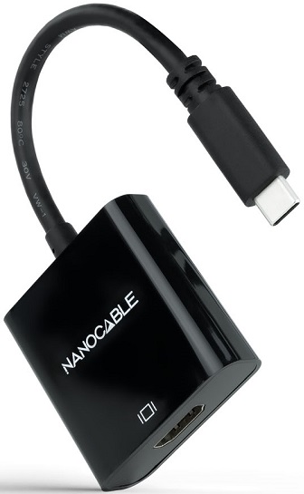 Conversor USB-C Macho - HDMI 4K Fêmea (Preto) - Nanocable