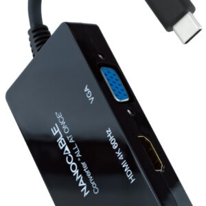 Conversor USB-C Macho - HDMI/DVI/VGA (Preto) - NANOCABLE