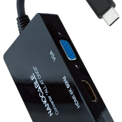 Conversor USB-C Macho - HDMI/DVI/VGA (Preto) - NANOCABLE