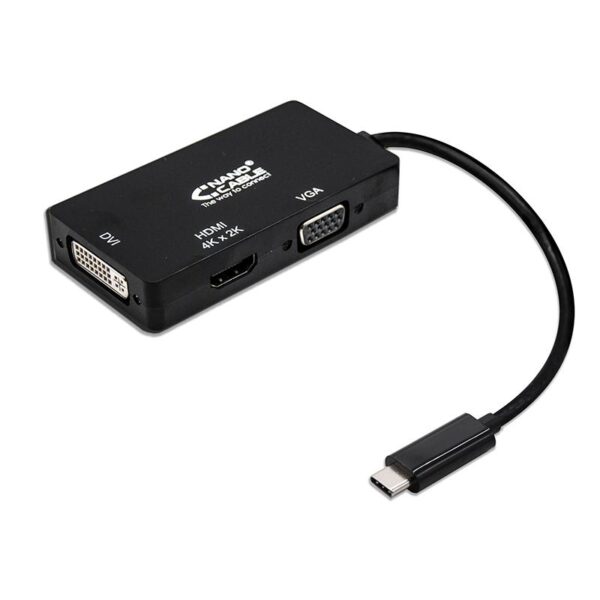 Conversor USB-C Macho - VGA/DVI/HDMI Femea - Nanocable