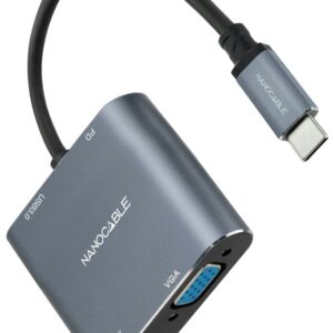Adaptador USB-C - HDMI + VGA PD60W Compatível c/ Thunderbolt 3 (Cinzento) - NANOCABLE