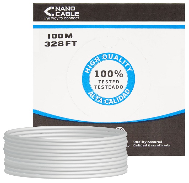 Bobine de Cabo Rede Cat5e U/UTP Cinzento (100 mts) - Nanocable