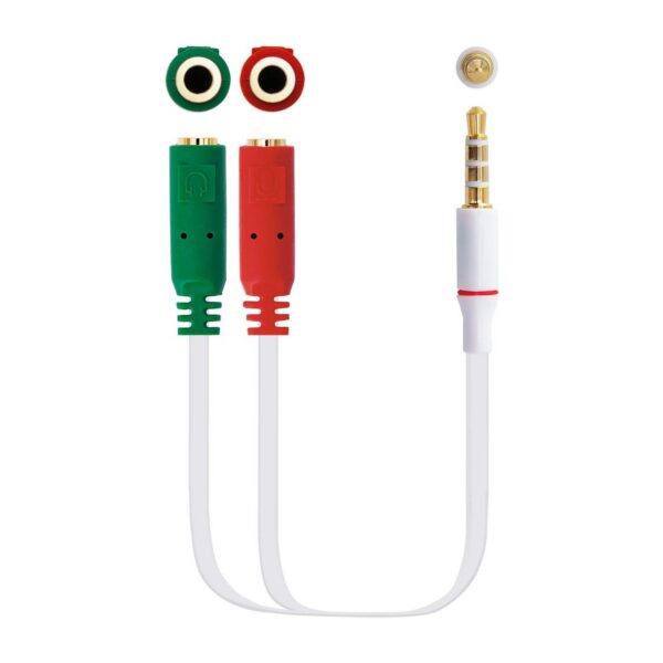 Cabo Adaptador Jack 3.5mm Macho - 2x Jack 3.5mm Fêmea (Branco) - Nanocable
