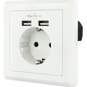 Tomada Interior de Parede c/ 2 USB (Branco) - NANOCABLE
