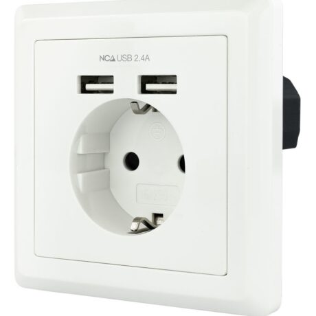 Tomada Interior de Parede c/ 2 USB (Branco) - NANOCABLE
