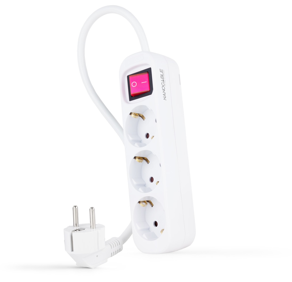 Extensão Elétrica 3 Tomadas c/ Interruptor 1.4m (Branco) - NANOCABLE