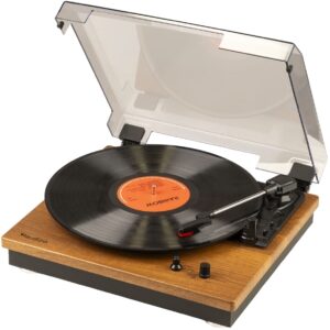 Gira Discos Bluetooth In/Out 33/45/78 RPM Castanho Claro (RP112L) - AUDIZIO