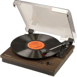 Gira Discos Bluetooth In/Out 33/45/78 RPM Castanho Escuro (RP112D) - AUDIZIO