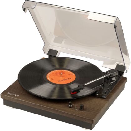 Gira Discos Bluetooth In/Out 33/45/78 RPM Castanho Escuro (RP112D) - AUDIZIO