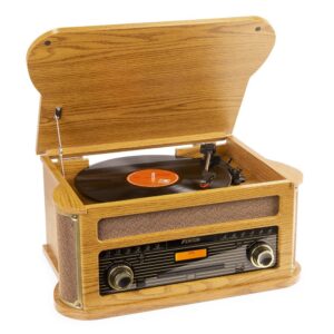 Gira Discos Vintage MEMPHIS 33/45/78 2x 25W c/ Leitor CD/Cassete/Bluetooth (Madeira) - FENTON