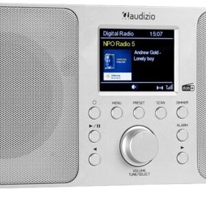 R?dio Genua FM/DAB+ Bluetooth 50W (Prateado/Castanho) - AUDIZIO