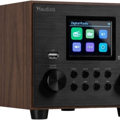 Rádio Vieste FM/DAB+ Bluetooth 60W c/ Subwoofer (Preto/Madeira) - AUDIZIO