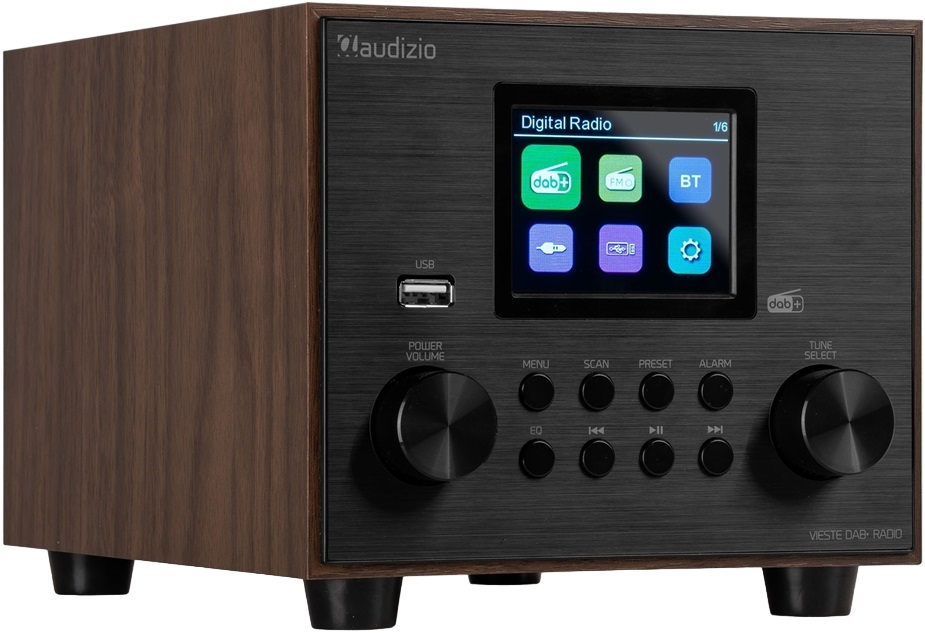 Rádio Vieste FM/DAB+ Bluetooth 60W c/ Subwoofer (Preto/Madeira) - AUDIZIO