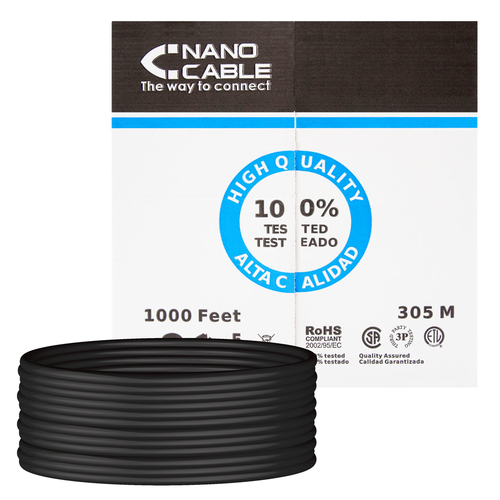 Bobine de Cabo Rede Cat6 U/UTP Preto (305 mts) - Nanocable