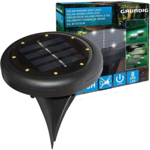 Luz Solar 8 LEDs Redonda p/ Jardim (?13cm) - GRUNDIG