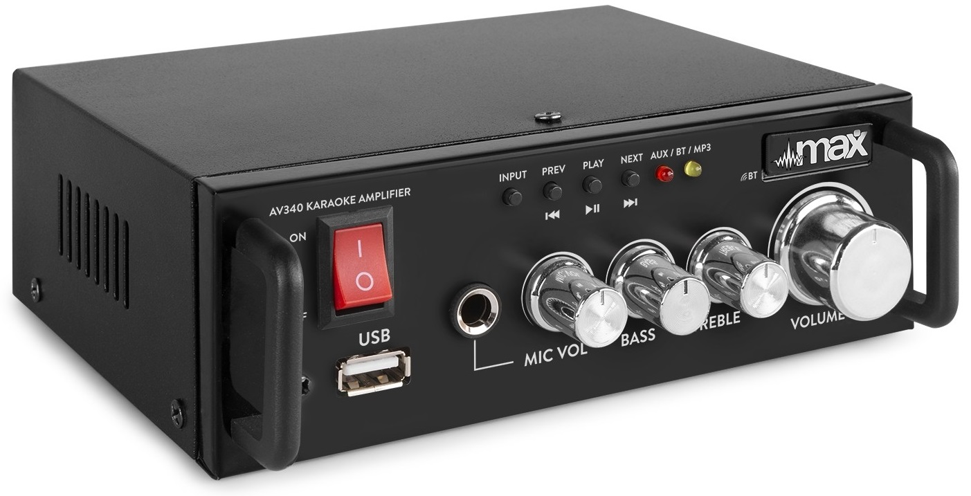 Amplificador de Karaoke Bluetooth MP3/USB 2x 50W (AV340) - MAX