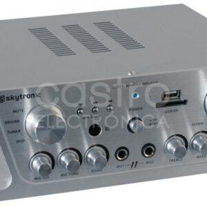 Amplificador de Karaoke (FM/SD/USB/MP3) 2x 50W RMS Cinza - Skytronic