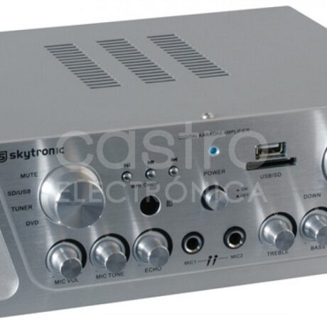 Amplificador de Karaoke (FM/SD/USB/MP3) 2x 50W RMS Cinza - Skytronic