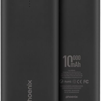 PowerBank 2 x USB-A + 1 x USB-C 10000mAh (Preto) - PHOENIX