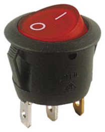 Interruptor Redondo Luminoso ON-OFF 250V/6A - Vermelho