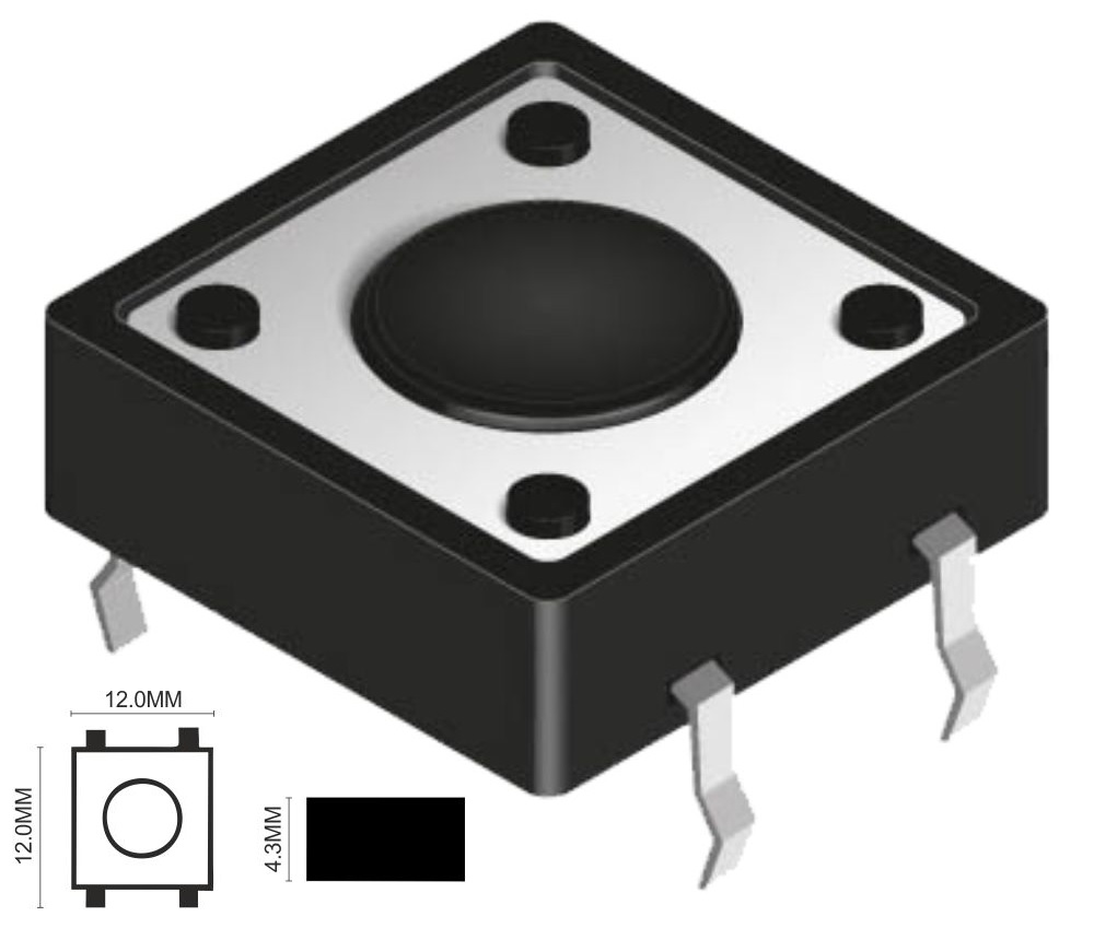 Tact Switch ON-OFF (12 x 12 x 4,3 mm)