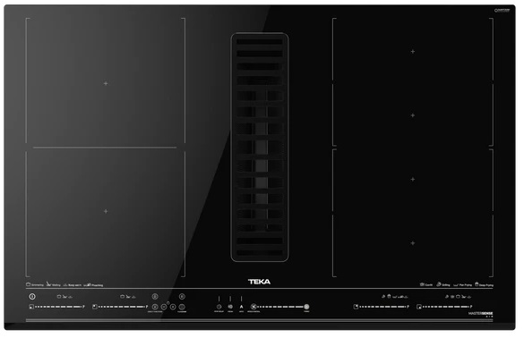 Placa de Indução MasterSense Air 80cm 6 Zonas 7400W AFF 87601 MST c/ Exaustor (Preto) - TEKA