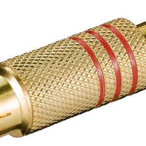 Ficha RCA Macho Met?lica Dourada (Cabo ?7mm) - Aneis Vermelho