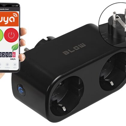 Tomada Dupla Inteligente Wi-Fi TUYA 3600W (Preto) - BLOW