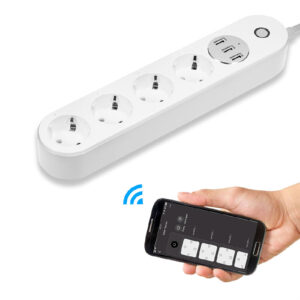 Extensão Quadrupla Inteligente 2300W c/ Cabo 2,15 mts + 3x USB Wi-Fi Android/iOS (Smart Life)