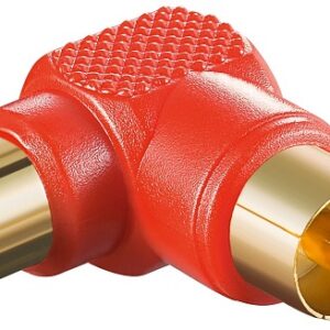 Ficha Adaptadora 90º RCA Macho - RCA Femea (Vermelho)