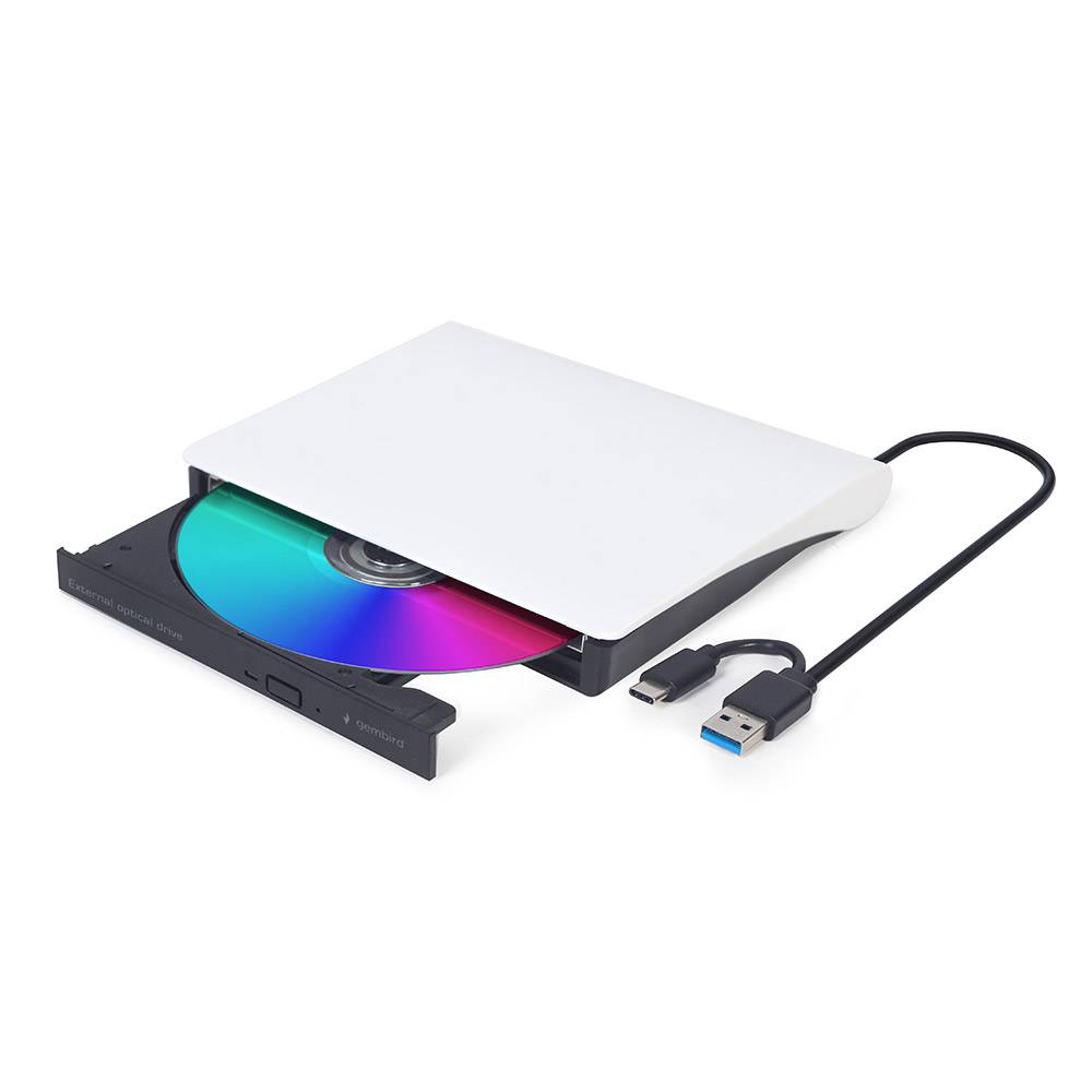 Dvdrw Gembird Externo DVD-USB-031-BW DVD±RW Type-C e USB 3.1 Preto e Branco