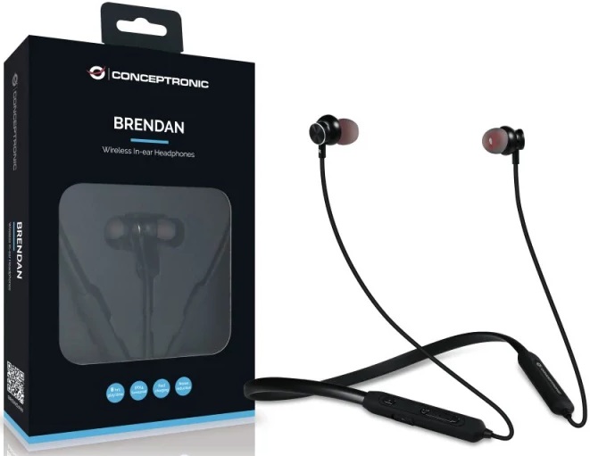 Auriculares Bluetooth In-Ear Desportivos Brendan (Preto) - CONCEPTRONIC