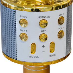 Microfone KMI5G Bluetooth c/ Altifalante e LEDs (Dourado) - MAX