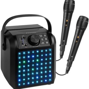 Coluna Karaoke Bluetooth c/ Luzes LED e 2 Microfones (KAR50B) - FENTON