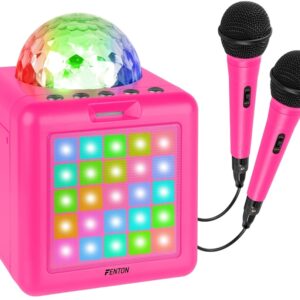Coluna Karaoke Bluetooth c/ Luzes LED e 2 Microfones (KAR15P) - FENTON